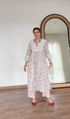 Urmi in Fizaa Chikankari Long Kurta in Muslin Cotton for Women- Grey Print